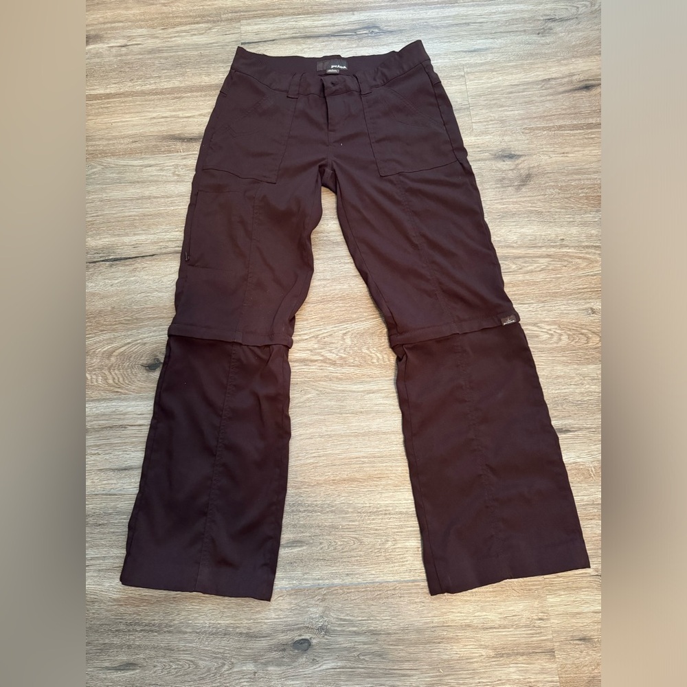 Prana size 4 Chocolate Brown hiking pants with zip off legs